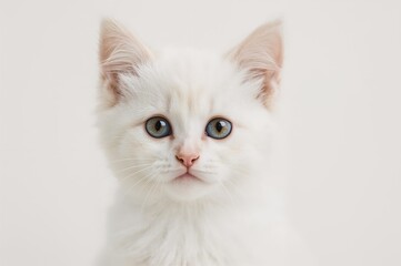 Adorable pale feline with heterochromatic eyes