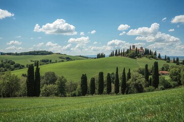 Obraz premium Stunning countryside view near a historic hilltop town in central Italy