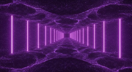 Neon Infinity Tunnel - Glowing Pink Geometric Portal AI-Generated for Tech Visuals, Sci-Fi Backgrounds
