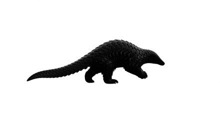 Obraz premium Black Pangolin Silhouette Walking on Isolated transparent background, Side View