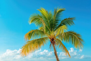 Stunning palm silhouette set against a clear azure backdrop created with AI technology