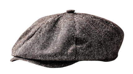 Close-up of a gray newsboy cap