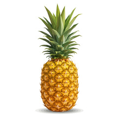 Fototapeta premium Fresh ripe tropical pineapple with a leafy green crown, rendered in a modern polygonal art style