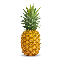 Fototapeta premium Vibrant Low Poly Pineapple Illustration on White Background for Creative Projects