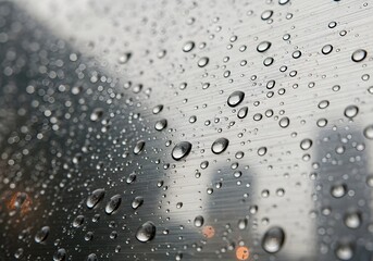 Rain Droplets on Brushed Metal Facade
