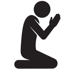 Person in Prayer Position, Kneeling Silhouette
