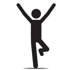 Minimalist Stick Figure Balancing with Arms Raised Icon