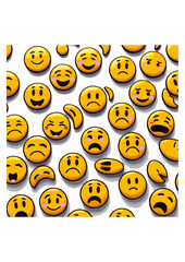 Obraz premium Set of emoticon line vector illustrations on white background