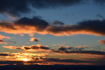 Sunset orange blue contrast winter glory yellow landscape skyscape clouds cloud cloudscape dramatic heaven dusk golden hour