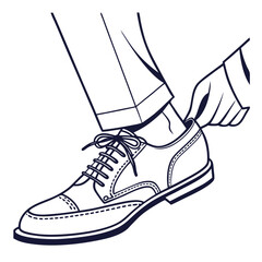 Classic men s dress shoe outline icon with laces