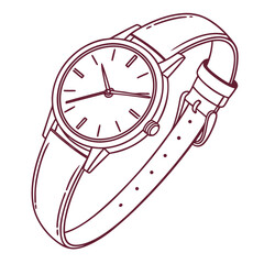 Minimalist outline icon of a woman wearing a stylish fashion watch