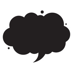 Black Cloud Shaped Speech Bubble with Dots on White Background