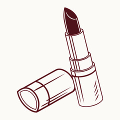 Simple outline icon of a lipstick with its cap closed