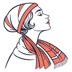 Stylized scarf cap accessory icon for fashion and winter themes