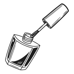Nail polish bottle with applicator brush icon