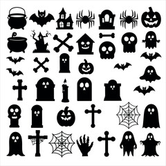 Vector art of halloween silhouette vector set for party decoration