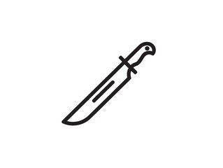 Machete Tool Icon in Clean Simple Minimal Vector Line Illustration