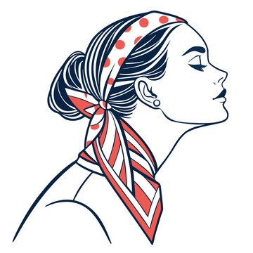 woman profile red polka dot scarf clip art preview