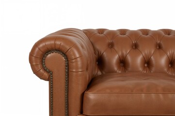 Obraz premium Corner brown wooden furniture piece on a white backdrop