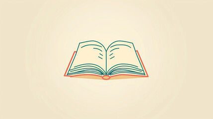 minimal book icon, international literacy celebration, elegant line drawing, isolated vector on cream, modern flat design for educational campaign graphics