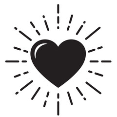Glowing Black Heart Symbol with Radiating Lines © Zulfa