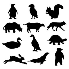 collection of silhouettes of animals