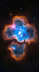 The rosette nebula is a large starforming region in the milky way galaxy, space view