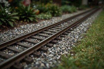 Fototapeta premium Out-of-focus picture of a miniature train layout.