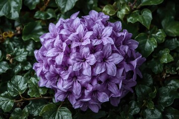 Fototapeta premium Floral arrangement accompanied by violet hand coverings