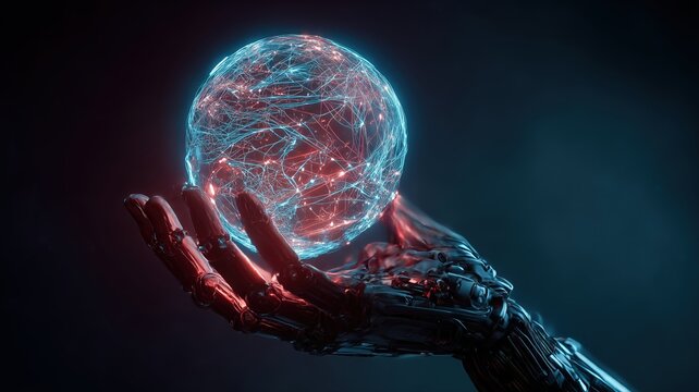Hand holding a glowing ball