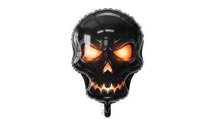 Spooky black skull balloon with glowing eyes for halloween party decor
