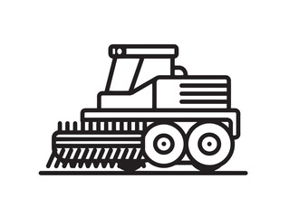 Farming Mulcher Tool Symbol in Elegant Outline Vector Illustration
