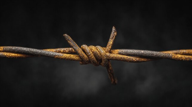 The barbed wire stands out exceptionally against the monotonous gray background, and the high definition ensures that every detail of the wire's texture and structure is clearly visible.