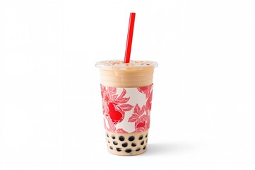 Refreshing taro bubble tea with chewy tapioca pearls in a plastic cup, perfect for hot weather.