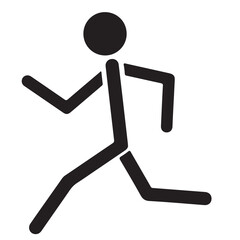 Dynamic Black Stick Figure Running Icon on White Background