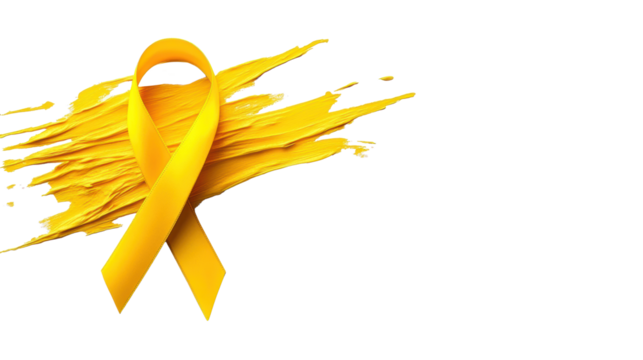 Yellow Ribbon with Paint Stroke on Transparent Background