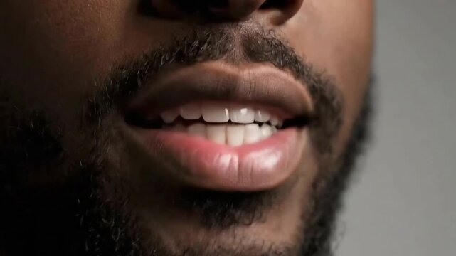 Close-up Young Black man&rsquo;s lips speaking
