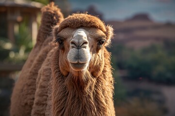 Obraz premium Gorgeous camel inside an animal park enclosure