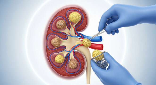 Minimally Invasive Kidney Stone Removal Procedure Urological Treatment Illustration