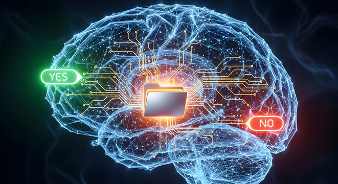 Futuristic Holographic AI Brain with Digital Folder, Data Circuits, Cloud Storage, Cybersecurity, DNA Integration, and Sci-Fi Neural Networks Concept Art