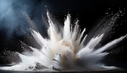 a burst of white powder against a dark background