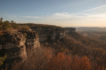 Dark Stone Escarpments in a Rural Area