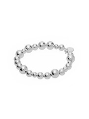 Silver beaded stretch bracelet contemporary jewelry fashion accessory on white background