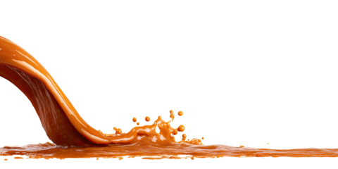 Caramel liquid splashing and flowing