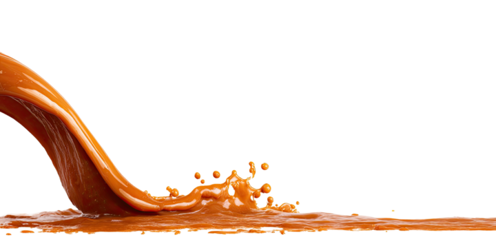 Caramel liquid splashing and flowing