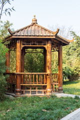 Naklejka premium Ancient-style wooden pavilion architecture