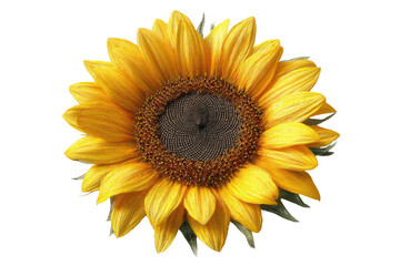 Vibrant sunflower, close-up, bright yellow petals, dark brown disc