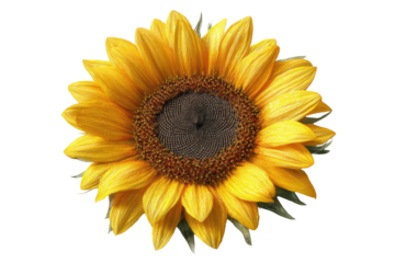 Vibrant sunflower, close-up, bright yellow petals, dark brown disc