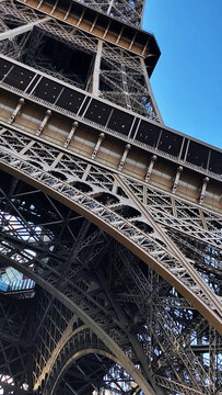 Close-up of Eiffel Tower iron structure, Paris