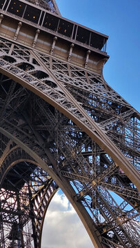 Architectural detail of the Eiffel Tower in Paris